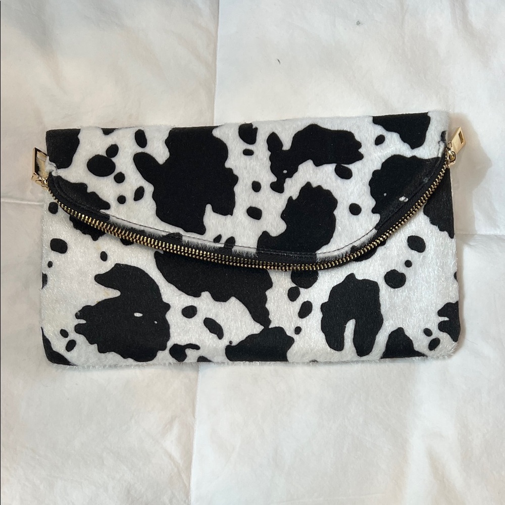 Black and White Cow Print Clutch